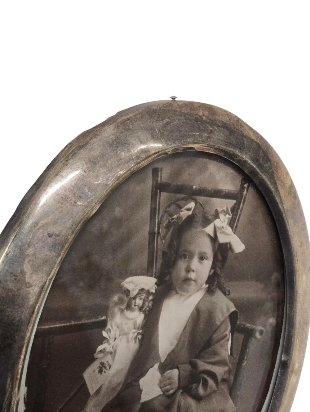 Antoque Sterling Silver Oval photo frame